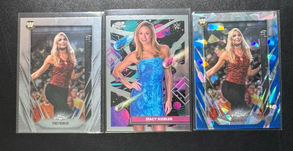 Stacy Keibler x3 – 2026 Topps Chrome + Sapphire + Cosmic WWE Legend HOF Base