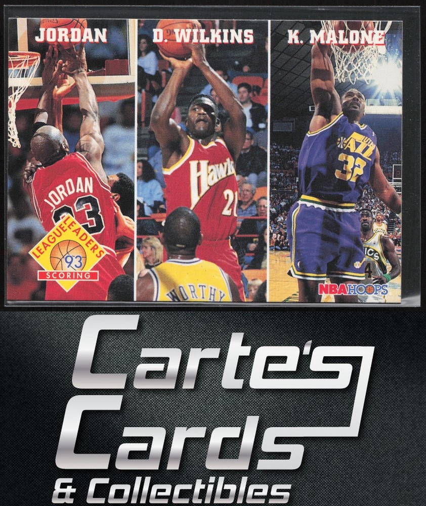 Michael Jordan Wilkins Malone 1993-94 NBA Hoops #283 League Leaders Scoring