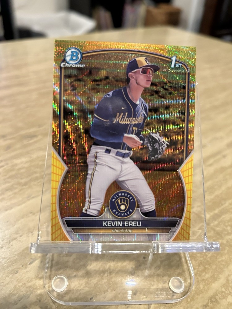 2023 Bowman Chrome – Prospects Kevin Ereu #BCP-229 Yellow Mojo Refractor /75