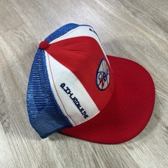 VTG Philadelphia 76ers Snapback Hat NBA AJD Stripe White Red Trucker Cap USA