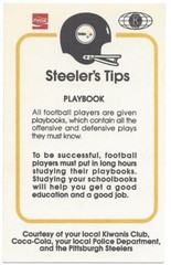 1982 Pittsburgh Steelers Police Bob Kohrs RC #90 Kiwanis Club Coca-Cola