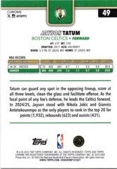 Jayson Tatum, Blue X-Fractor #49 – 2025-26 Topps Chrome