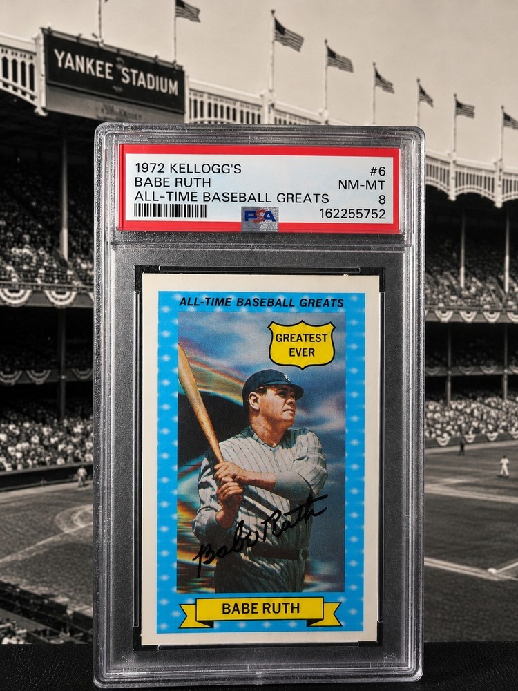 1972 Kellogg&rsquo;s Babe Ruth #6 PSA 8 NM-MT All-Time Baseball Greats NY Yankees HOF