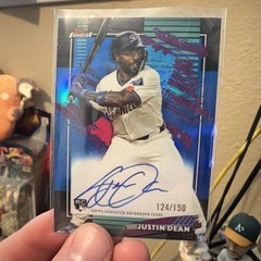JUSTIN DEAN 2026 Topps Finest Blue Refractor ON CARD AUTO /150 #FA-JD Dodgers RC