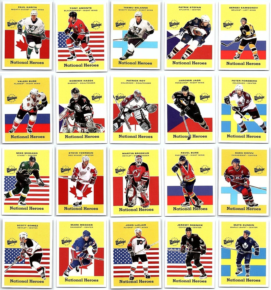 2000-01 UPPER DECK VINTAGE NATIONAL HEROES COMPLETE 20 HOCKEY CARD SET LOT Jagr
