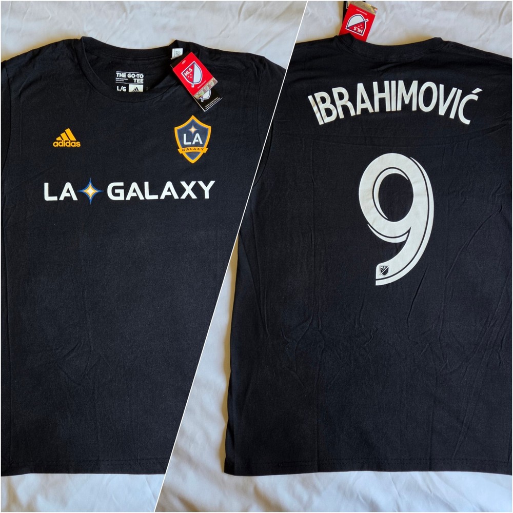 Adidas LA Galaxy Zlatan Ibrahimovic #9 MLS FIFA Soccer Futbol S-2XL Black TShirt