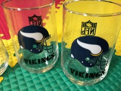 4 Vintage Minnesota Vikings 4-3/4&Prime; Tall NFL Helmet Logo 12 Oz Glasses Free Ship