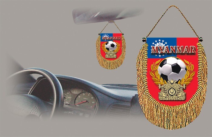 MYANMAR SOCCER FLAG CAR MINI BANNER, PENNANT