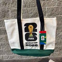 FIFA World Cup 2026 Soccer Tote Bag White Green Black Heavy Duty Canvas NWT
