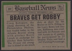 1974 Topps Baseball Card #23T Craig Robinson TRADED Atlanta Braves NRMT *eb