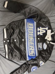 New Era Los Angeles Dodgers MLB Baseball Jacket Black Blue White Size M