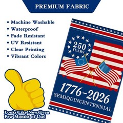 250th Anniversary America Garden Flag, 250 12×18 inches, Blue, 12 » x 18 »