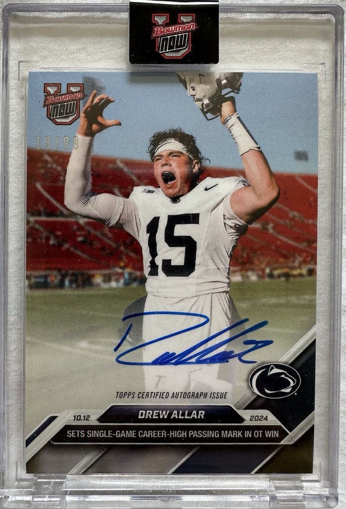 /99 Drew Allar On-Card Auto 2024-25 Bowman U NOW Football Card 28B Autograph