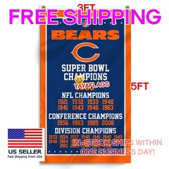 Chicago Bears 3×5 ft Banner Da Bears C Super Bowl Champions Flag FREE Shipping