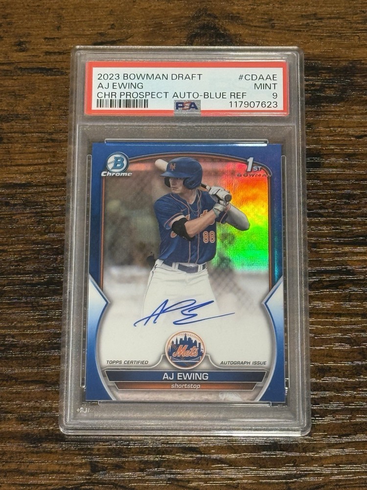 2023 Bowman Draft AJ Ewing True Blue Refractor Auto /150 PSA 9