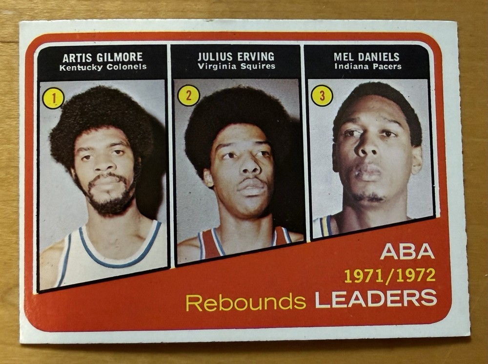 1972-73 Topps 71-72 ABA League Leaders Julius Erving, Artis Gilmore,Daniels #263