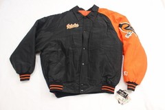 VTG Starter Diamond collection mens XXL black and orange Orioles button jacket