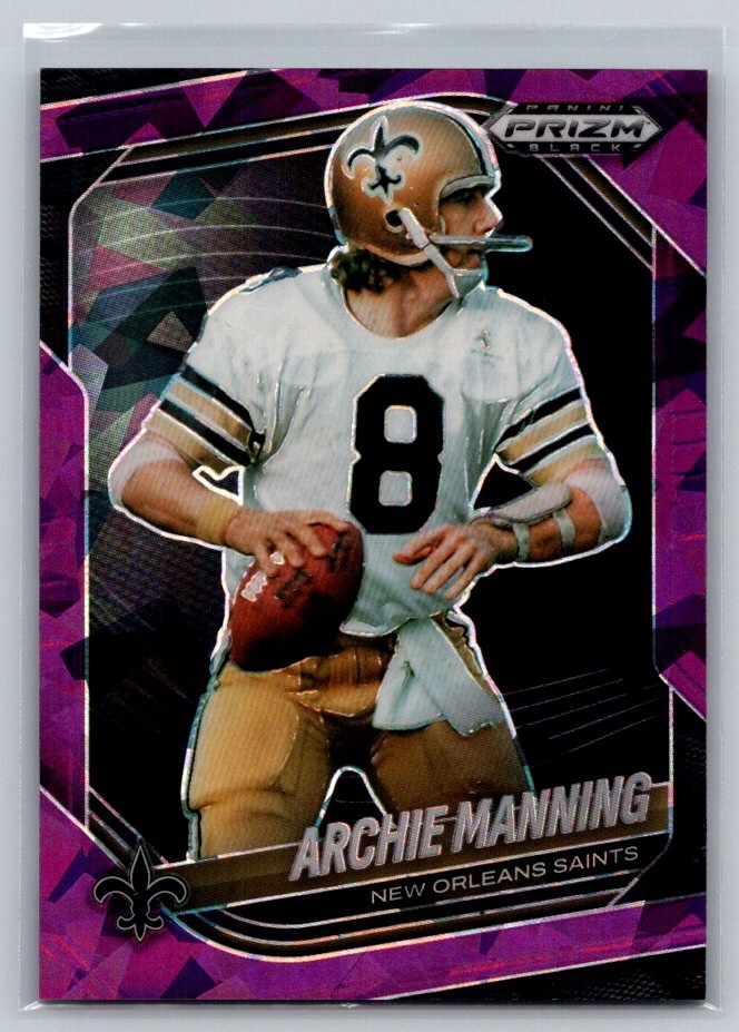 2025 Panini Prizm Black #97 Archie Manning Prizms Purple Ice #/149