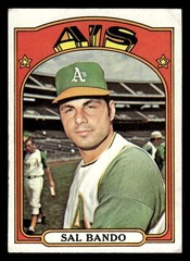 1972 TOPPS SAL BANDO 650 VG HIGH # BASEBALL OAKLAND ATHLETICS