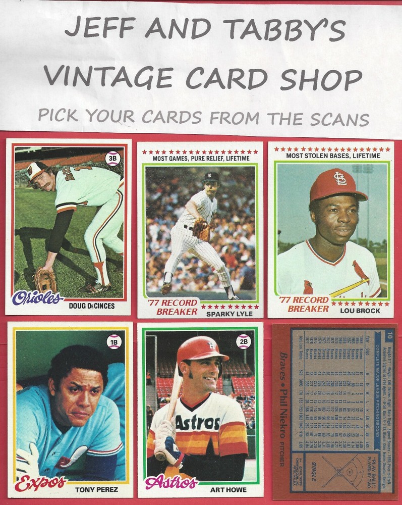 1978 TOPPS BASEBALL 361 TO 540 / SEE DROP DOWN MENU