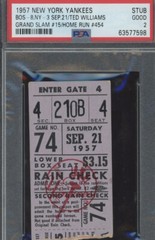 1957 Ticket Ted Williams 4 HR In 4 AB/On Base 16 X Row/GS HR #15/36 YR #454 HR⚾️