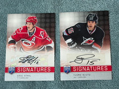 2008 BAP SIGNATURES CAROLINA HURRICANES ERIC STAAL S-ES & TUOMO RUUTU S-TR CARDS