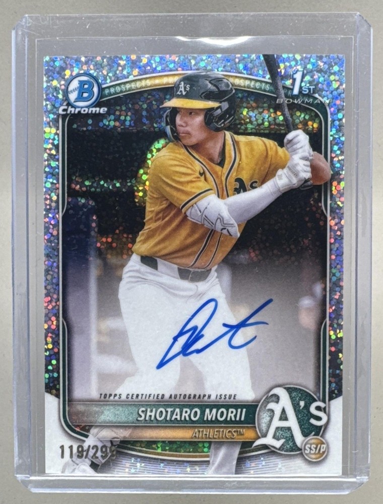 Shotaro Morii 2025 Bowman Chrome #CPA-SM Speckle Refractor 1st RC Auto 119/299