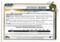 Jeferson Quero Milwaukee Brewers 2021 Bowman Draft