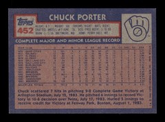 1984 Topps #452 Chuck Porter Milwaukee Brewers