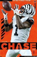Cincinnati Bengals 3 Poster Set Joe Burrow Ja&rsquo;Marr Chase 22&Prime; x 34&Prime; NFL