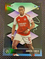 JURRIEN TIMBER 2025-26 TOPPS FINEST UCL RARE BLACK 08/10 #486 ARSENAL