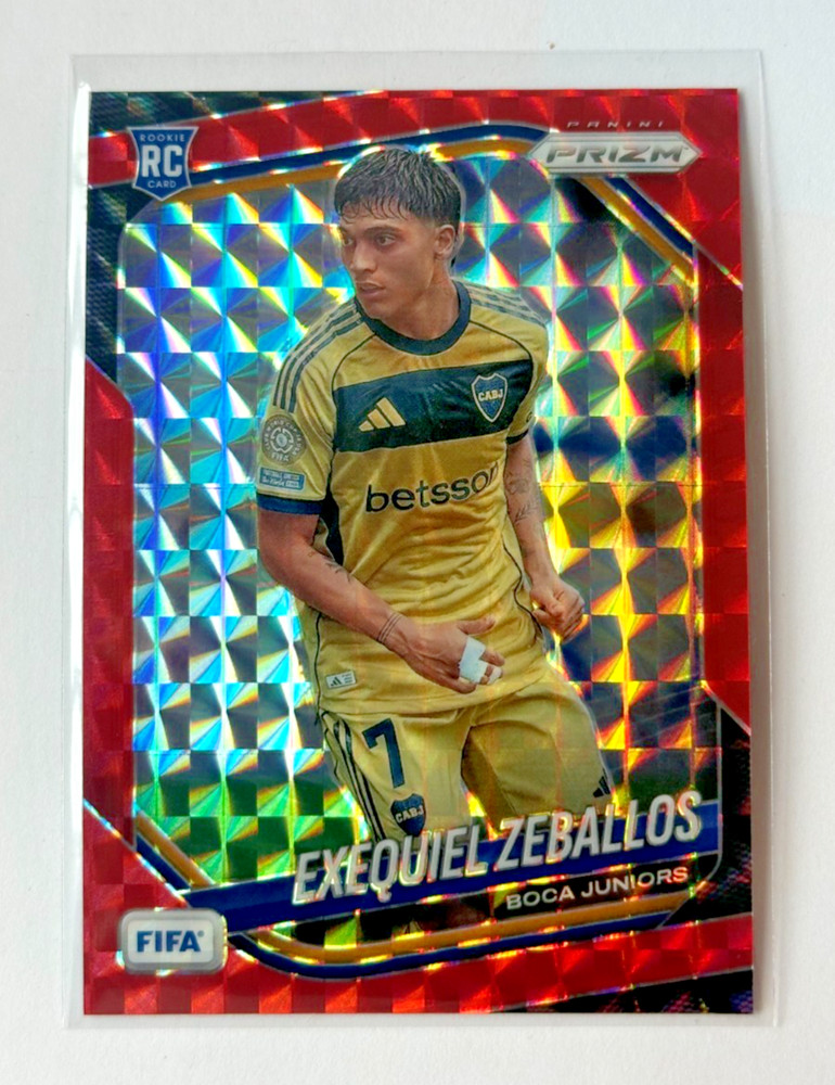 2025-26 Panini Prizm FIFA Exequiel Zeballos Red Mosaic Prizm #174 RC