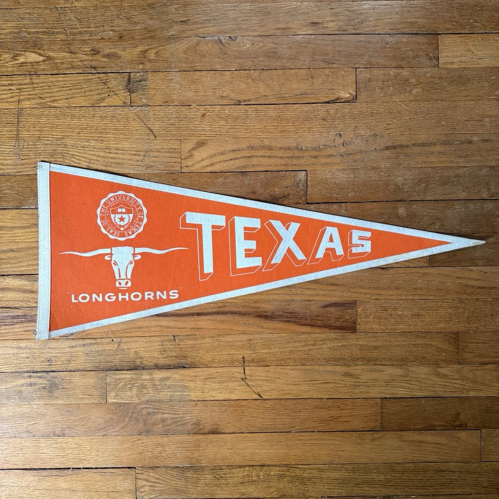 Vintage 60s 70s University of Texas Longhorns 12”x30” Felt Pennant