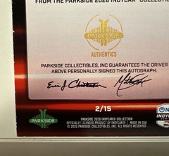 2026 Parkside Hush Indycar Signature Series Alex Palou & Pato O&rsquo;Ward Card 2/15