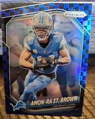 2025 Panini Prizm Football SP Black Blue Checkerboard Amon-Ra St. Brown #187