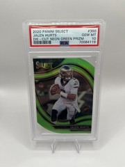 2020 Panini Select Field Level Neon Green Prizm Jalen Hurts #350 RC PSA 10