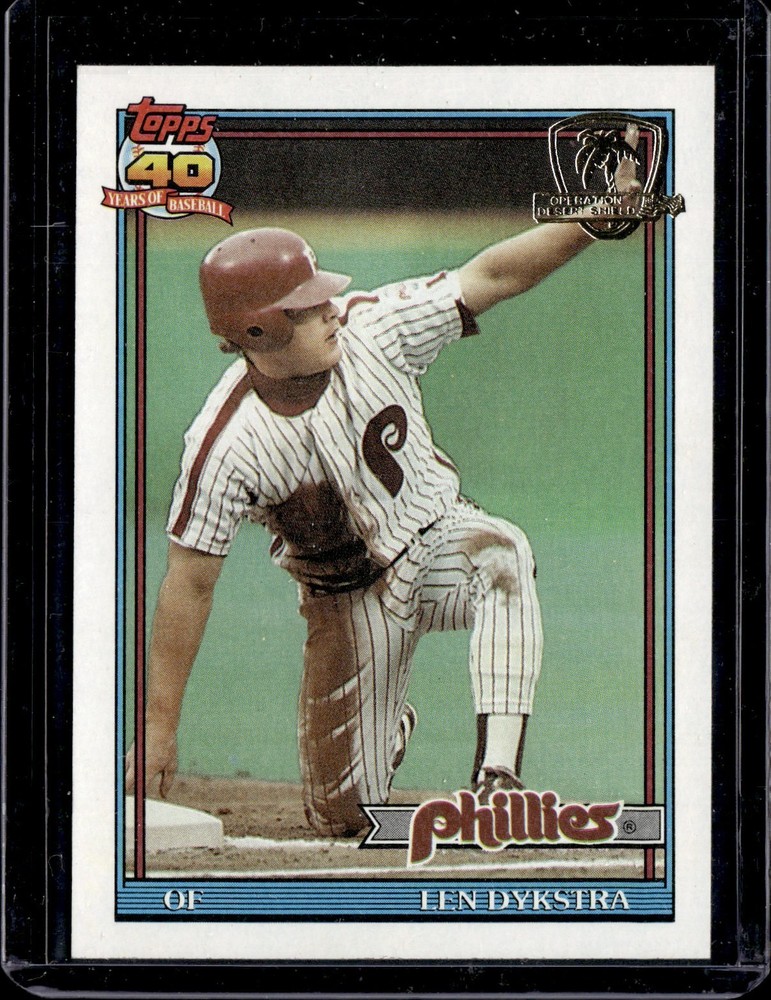 1991 TOPPS DESERT SHIELD HIGH GRADE #345 LENNY DYKSTRA PHILLIES NM-MT+ CENTERED