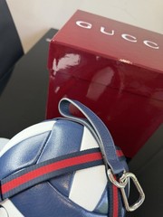 Gucci Decorative Leather Netball Navy White Red Web Strap Display Piece RP $1600