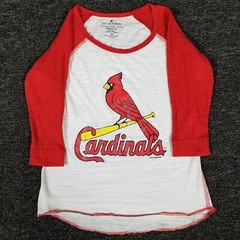 St Louis Cardinals Top Girls Medium White MLB Team Shirt Soft As A Grape Raglan