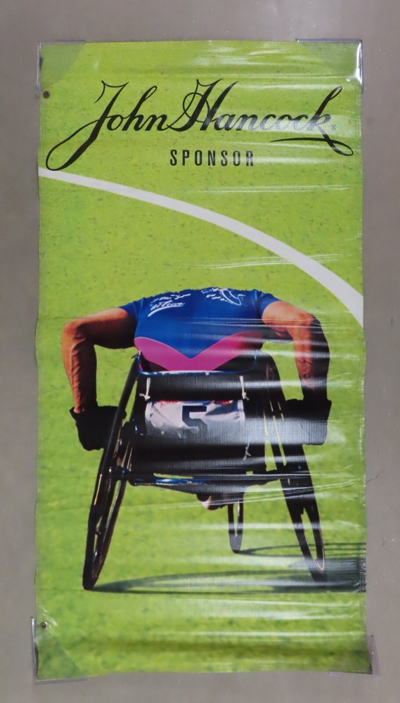 RARE 60×30 Boston Marathon Banner ERNST van DYK Wheel Chair 10 Time Champion