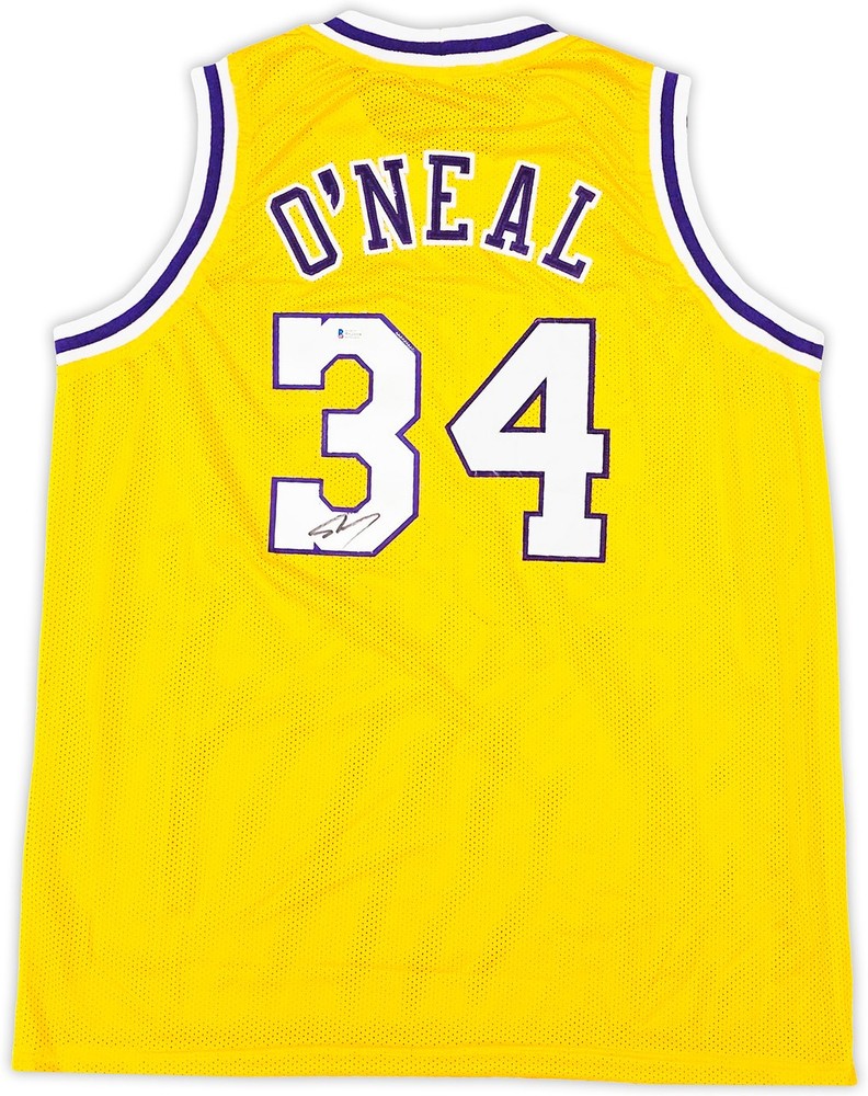 Shaquille O&rsquo;Neal Los Angeles Signed Yellow Basketball Jersey 2 BAS