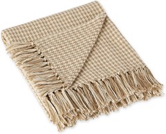 DII California Casual Houndstooth Woven Throw, Stone, 50 x 60 inches, Stone