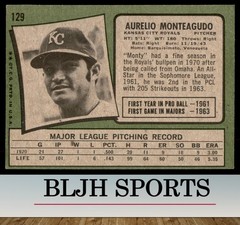 1971 Topps #129 Aurelio Monteagudo Kansas City Royals