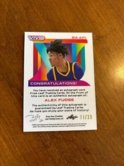 Alex Fudge 2022-23 Leaf Vivid Red Rookie Auto BA-AF1 LSU Gators Lakers /35 RC