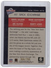 2005 Topps Fan Favorites NY Sack Exchange 366/799 Jumbo Card 4.5×3.5 JETS Klecko