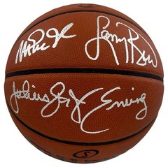 Larry Bird Magic Julius Erving Signed Official Spalding NBA Basketball BAS/JSA