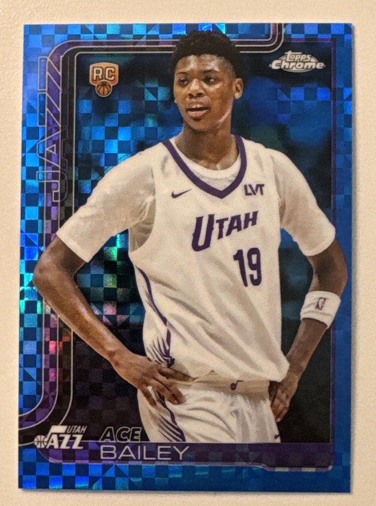 Ace Bailey 2025-26 Topps Chrome – #255 Blue X-Fractor SSP (RC) Jazz