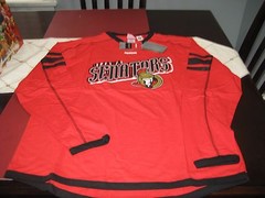 MENS Ottawa Senators Reebok FACE OFF NHL Red Long Sleeve T-Shirt L LARGE NWT