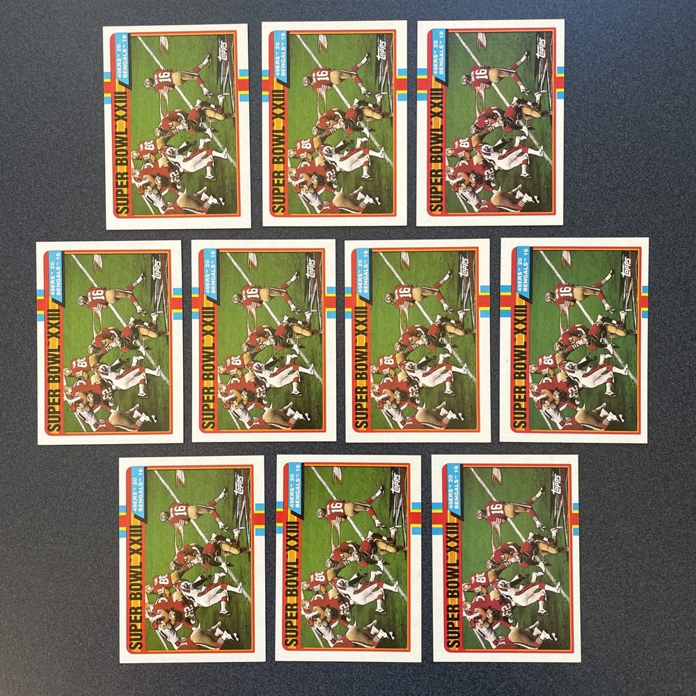 1989 Topps #1 Super Bowl XXIII / Joe Montana – 49ers – Ten (10) count lot