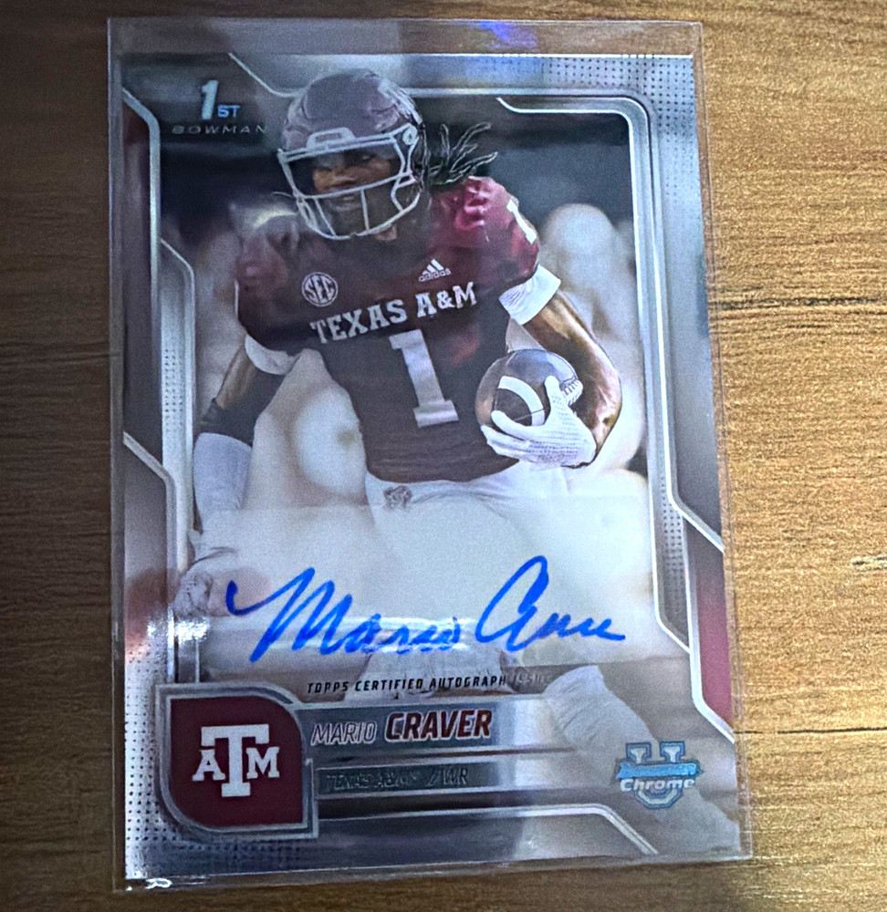 Topps Bowman University Chrome 2025 Mario Craver Texas A&M RC Auto BCA-MC